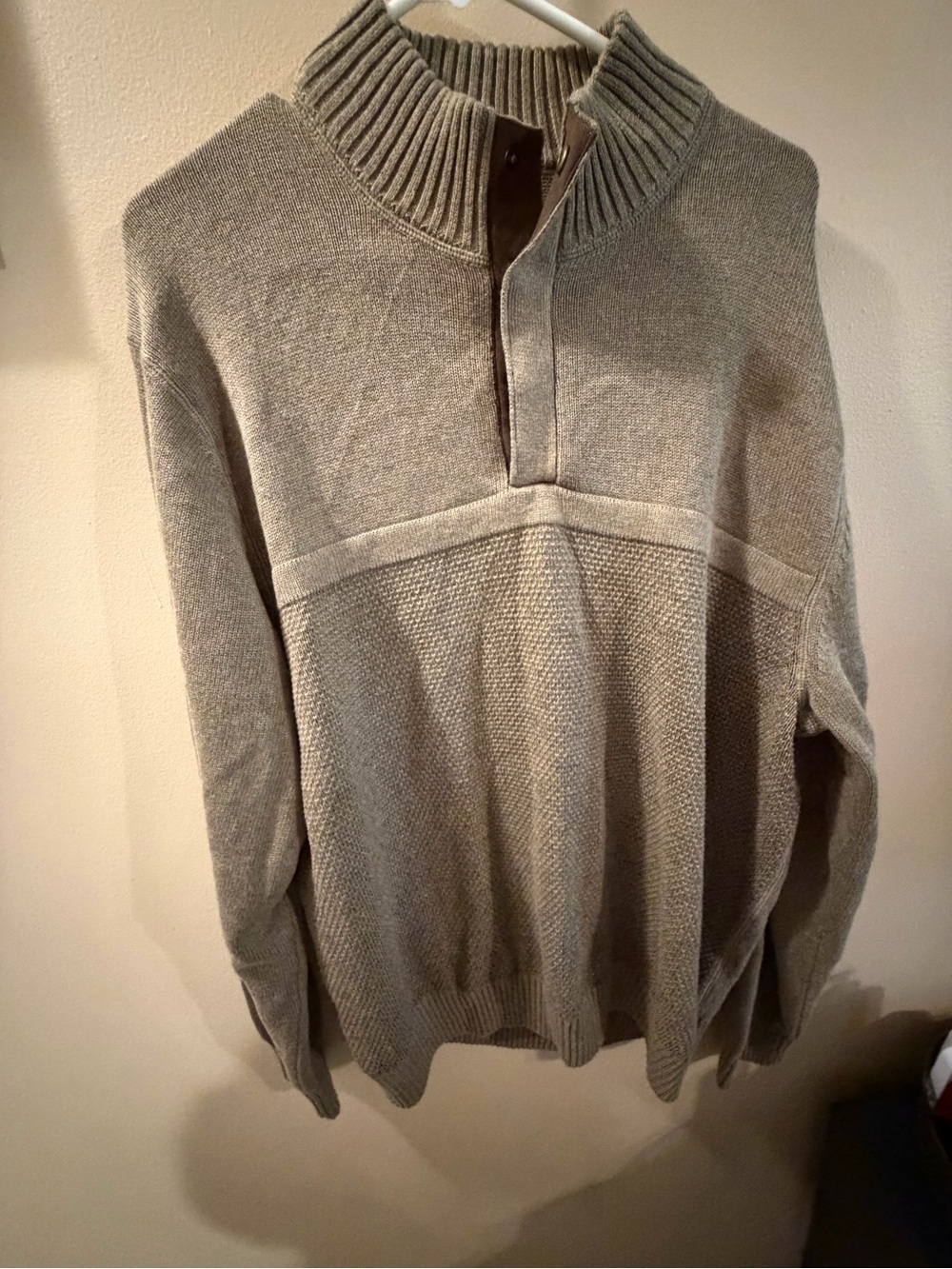 Redhead Quarter-Zip Knit Sweater - Taupe size XL